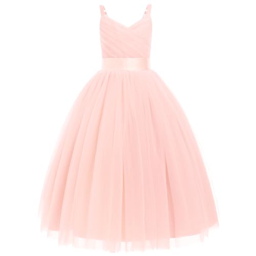 Robe De Princesse En Tulle Fille Col V Sans Manches