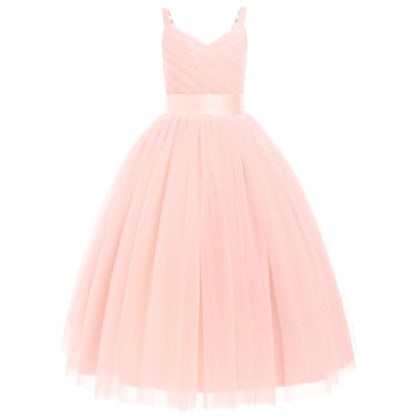 Robe De Princesse En Tulle Fille Col V Sans Manches