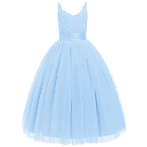 Robe De Princesse En Tulle Fille Col V Sans Manches