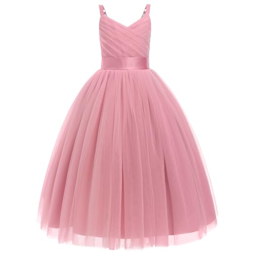 Robe De Princesse En Tulle Fille Col V Sans Manches