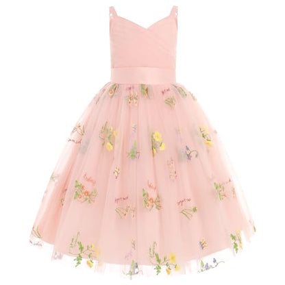 Robe De Princesse En Tulle Fille Col V Sans Manches