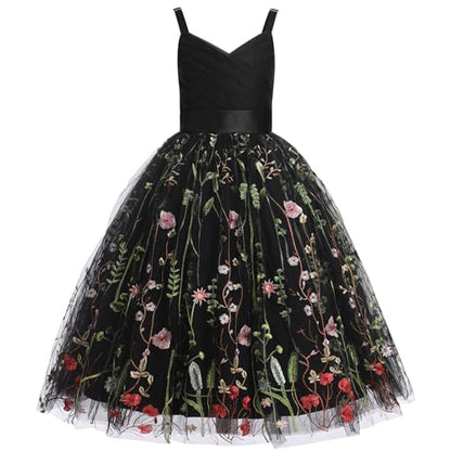 Robe De Princesse En Tulle Fille Col V Sans Manches