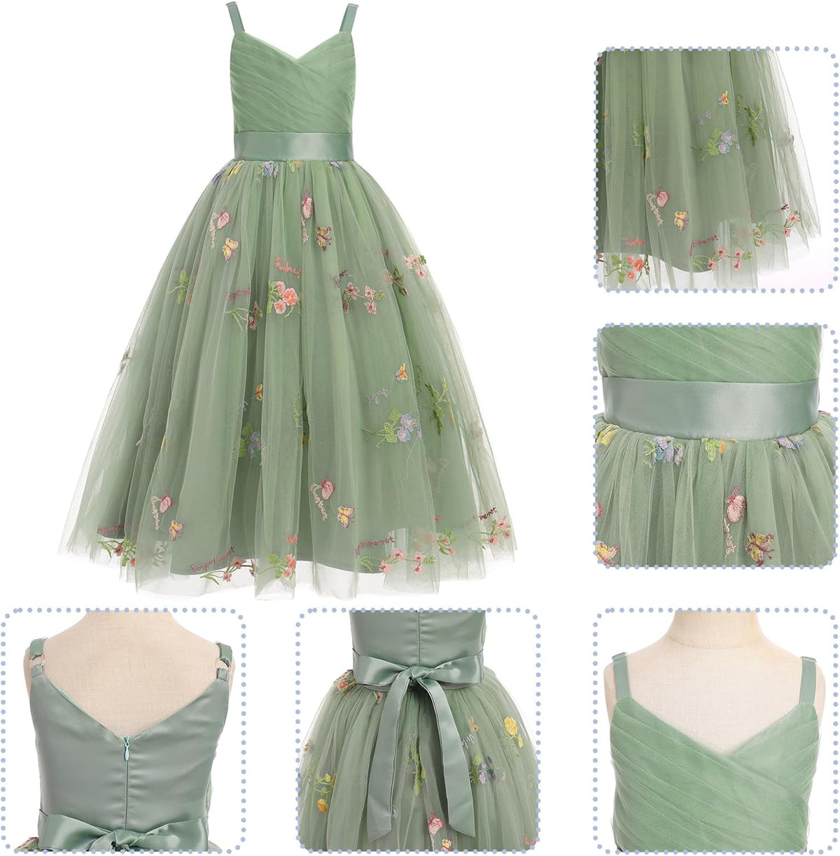 Robe De Princesse En Tulle Fille Col V Sans Manches