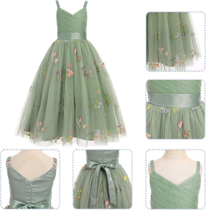Robe De Princesse En Tulle Fille Col V Sans Manches