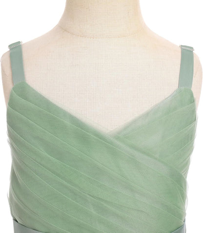 Robe De Princesse En Tulle Fille Col V Sans Manches